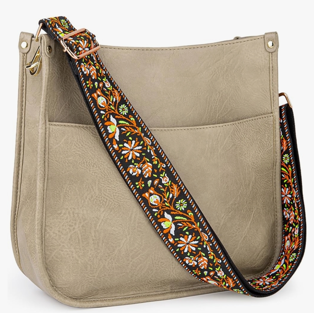Viva Terry Vegan Leather Light Khaki Crossbody Purse